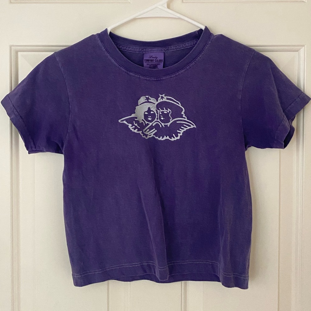 Purple Angel Short Sleeve Cropped T-Shirt